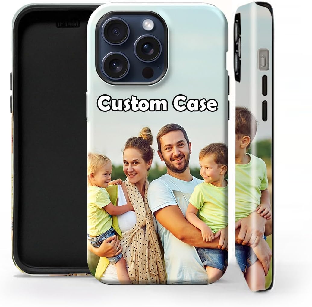 Custom Photo Phone Case for iPhone 16 15 14 13 12 11 Pro Max X Xs XR 7 8 SE Plus Personalized Picture Dual-Layer Protective TPU Phone Cover Full-Wrap Glossy Premium Print On Cases