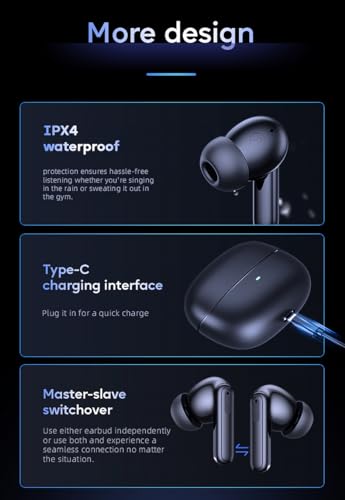 DUCK DANCE Wireless Earbuds with Qi Charging Case ANC + ENC Active Noise Cancelling Earbuds Bluetooth with Mic -38dB QuietDuckie Hall Switch with Gift Canvas Travel Pouch