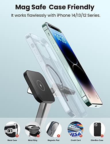 JoyGeek Mag Safe Charger with Stand, Magnetic iPhone Charger, 3-in-1 Wireless Charging Station for Apple iPhone 14/13/12 Series, iWatch Ultra/8/7/6, Airpods Pro, Upgraded Strong Magnets, More Stable