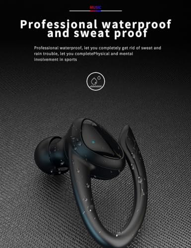 Bluetooth Earbuds Wireless TWS Headphones with Detachable Ear Hooks Sport Headphone Dual Ways Wear Untralight Over Ear and in Ear Headset DUCKDUAL (Light Black, Detachable Ear Hook)