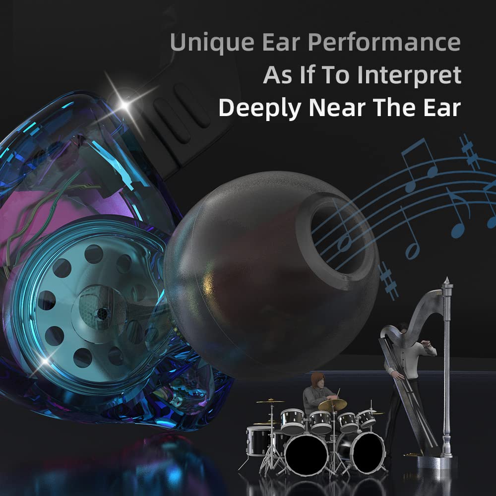 DUCK DANCE in Ear Wired Headphones, Earbuds with Microphone No Wireless Technology Over Ear Wired Earbuds Audiophile Hi-Fi Stereo Headset with Earhooks and Hard Carrying Case 3.5mm Jack CABLEDUCK