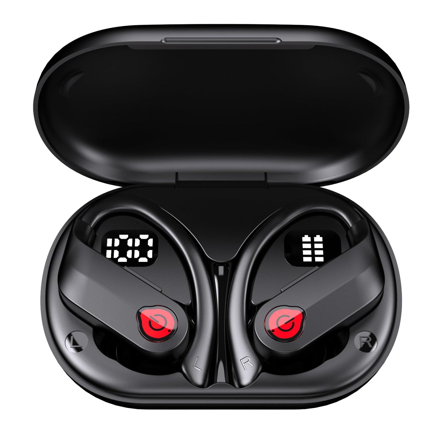 Bluetooth Earbuds Wireless TWS Headphones with Ear Hooks Sport Headphone Dual Ways Wear Open-Ear and in-Ear Headset DUCKDUAL (Midnight Black, Integrated Earhook)