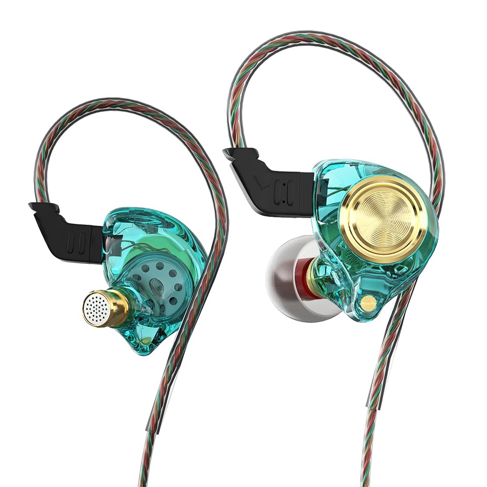 DUCK DANCE in Ear Wired Headphones, Earbuds with Microphone No Wireless Technology Over Ear Wired Earbuds Audiophile Hi-Fi Stereo Headset with Earhooks and Hard Carrying Case 3.5mm Jack CABLEDUCK