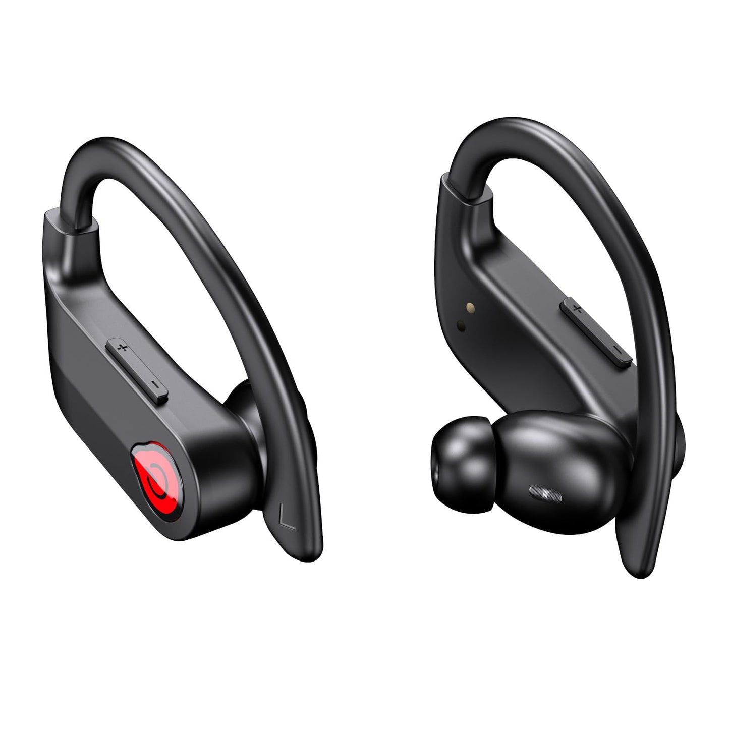 Bluetooth Earbuds Wireless TWS Headphones with Ear Hooks Sport Headphone Dual Ways Wear Open-Ear and in-Ear Headset DUCKDUAL (Midnight Black, Integrated Earhook)