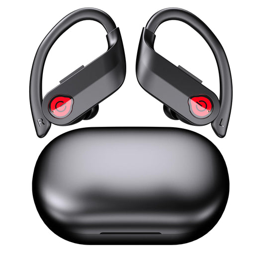 Bluetooth Earbuds Wireless TWS Headphones with Ear Hooks Sport Headphone Dual Ways Wear Open-Ear and in-Ear Headset DUCKDUAL (Midnight Black, Integrated Earhook)